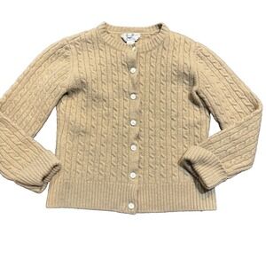 Casual Corner Italian Merino Wool Womens Cardigan Large Runs Small Cable Knit